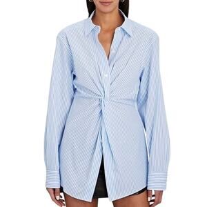 Luel Studio Twist Front Anya Stop Blue White Stripe Poplin Size Small Long Tunic